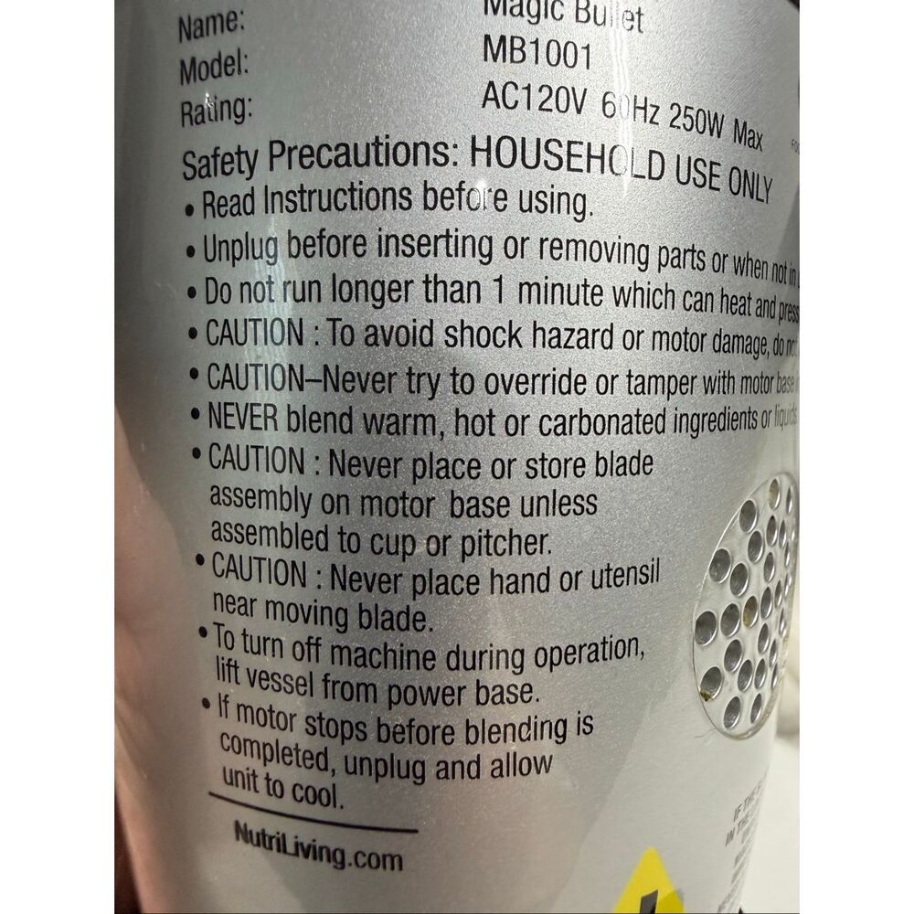 Magic Bullet Blender MB1001 - Picture 3 of 6